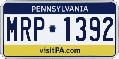 PA license plate MRP1392