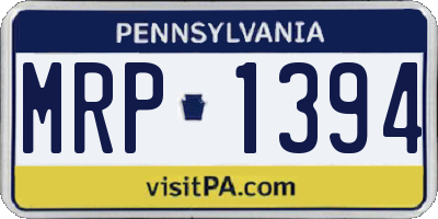 PA license plate MRP1394