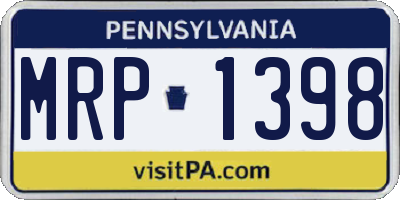 PA license plate MRP1398