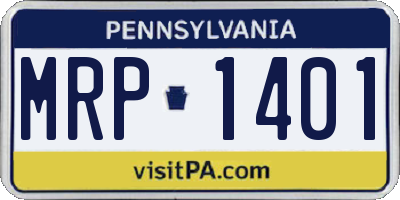 PA license plate MRP1401