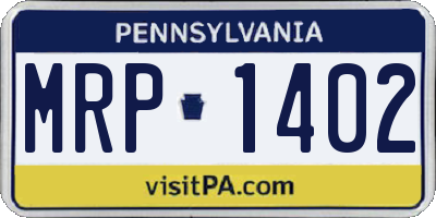 PA license plate MRP1402