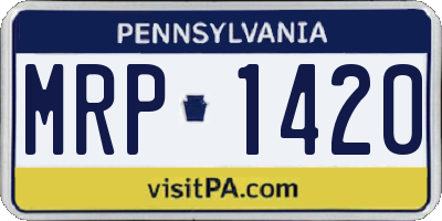 PA license plate MRP1420
