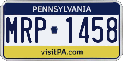 PA license plate MRP1458