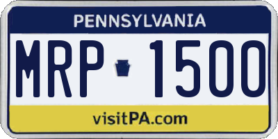 PA license plate MRP1500