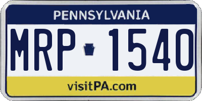 PA license plate MRP1540