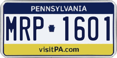 PA license plate MRP1601
