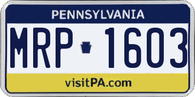 PA license plate MRP1603