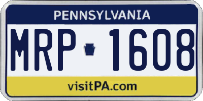 PA license plate MRP1608