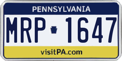 PA license plate MRP1647