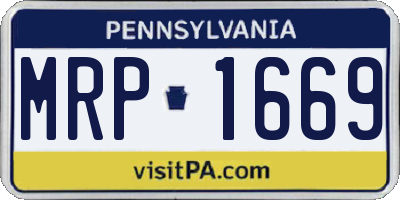 PA license plate MRP1669