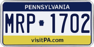 PA license plate MRP1702