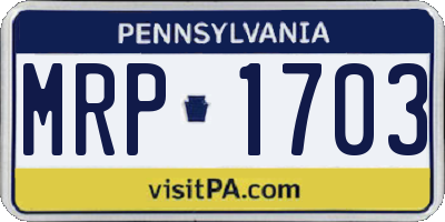 PA license plate MRP1703