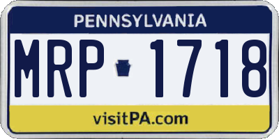 PA license plate MRP1718