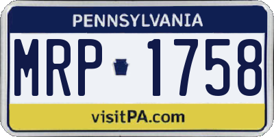 PA license plate MRP1758