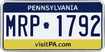 PA license plate MRP1792
