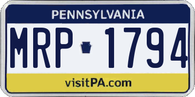 PA license plate MRP1794