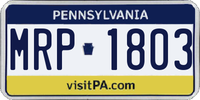 PA license plate MRP1803