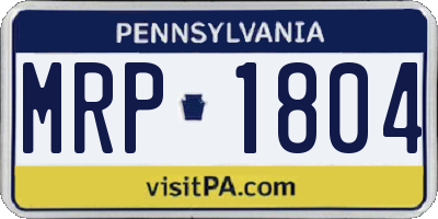 PA license plate MRP1804