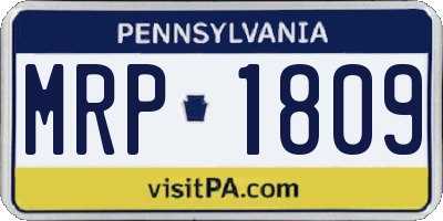 PA license plate MRP1809