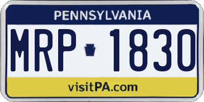 PA license plate MRP1830