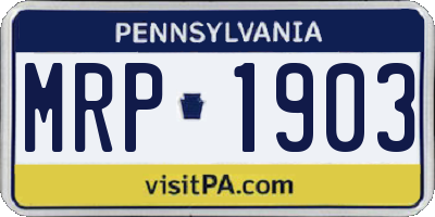 PA license plate MRP1903