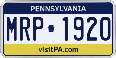 PA license plate MRP1920
