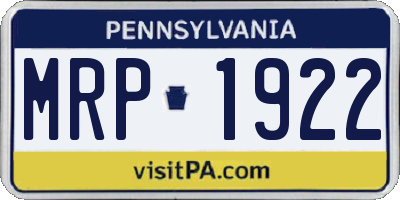 PA license plate MRP1922