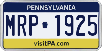 PA license plate MRP1925