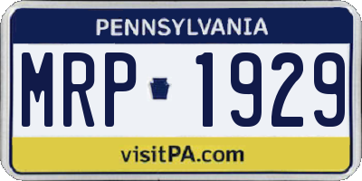 PA license plate MRP1929