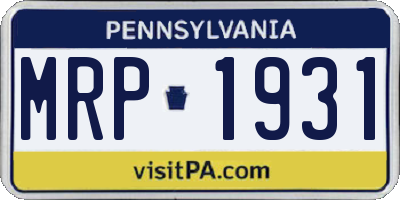 PA license plate MRP1931