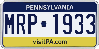 PA license plate MRP1933