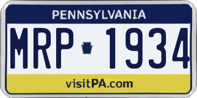 PA license plate MRP1934