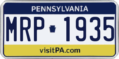 PA license plate MRP1935