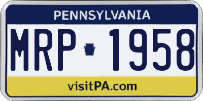PA license plate MRP1958