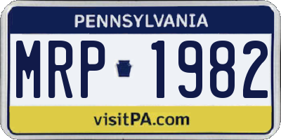 PA license plate MRP1982