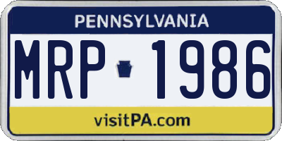 PA license plate MRP1986
