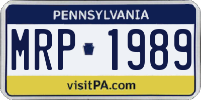 PA license plate MRP1989
