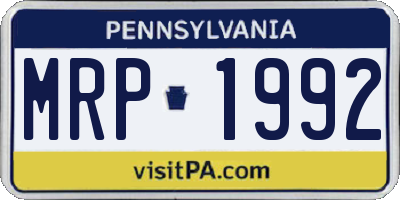 PA license plate MRP1992