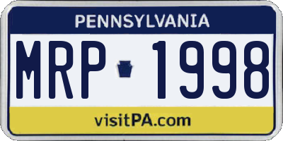 PA license plate MRP1998