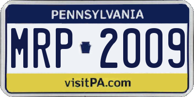 PA license plate MRP2009