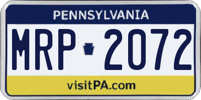 PA license plate MRP2072