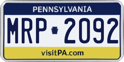 PA license plate MRP2092
