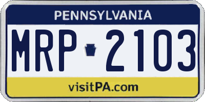 PA license plate MRP2103