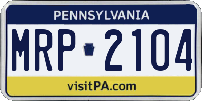 PA license plate MRP2104