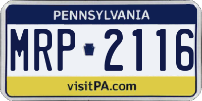 PA license plate MRP2116