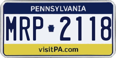 PA license plate MRP2118