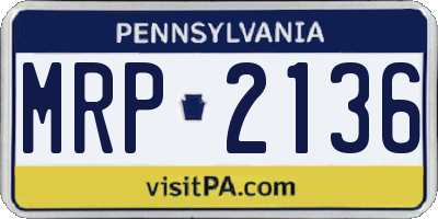 PA license plate MRP2136