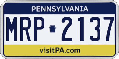PA license plate MRP2137