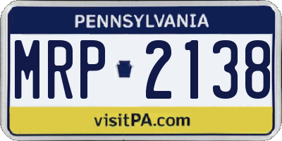 PA license plate MRP2138