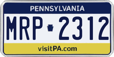 PA license plate MRP2312